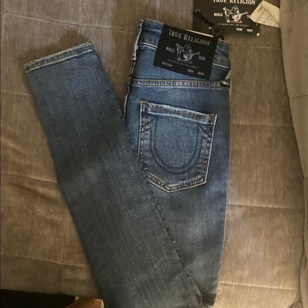 True Religion Blue Denim Jeans with Black Label